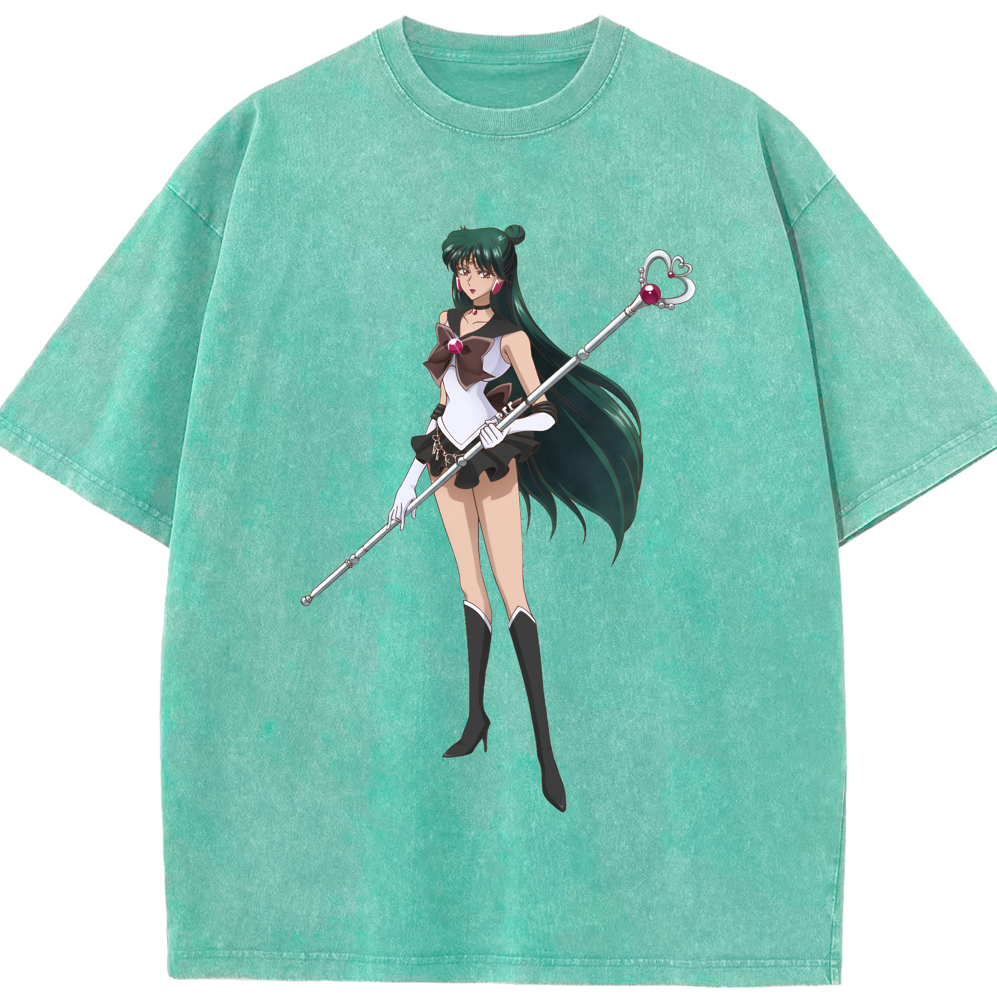 （画像用） 美少女戦士セーラームーン 冥王せつな Sailor Moon Meiou Setsuna 綿100% ヴィンテージ風 半袖Tシャツ（フロントプリント）